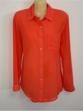 Residents On Sheer Orange Button Down Blouse
